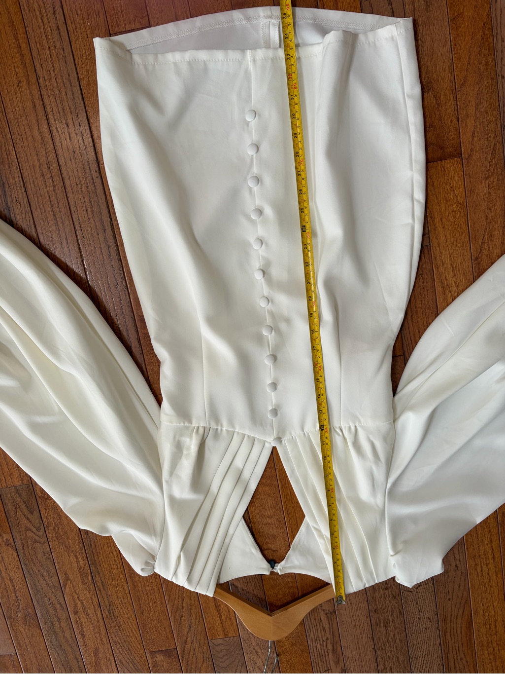 Nwt Elagia White Puff Sleeve Button Front Mini Dress L *Flaw Read* — image 4 of 7